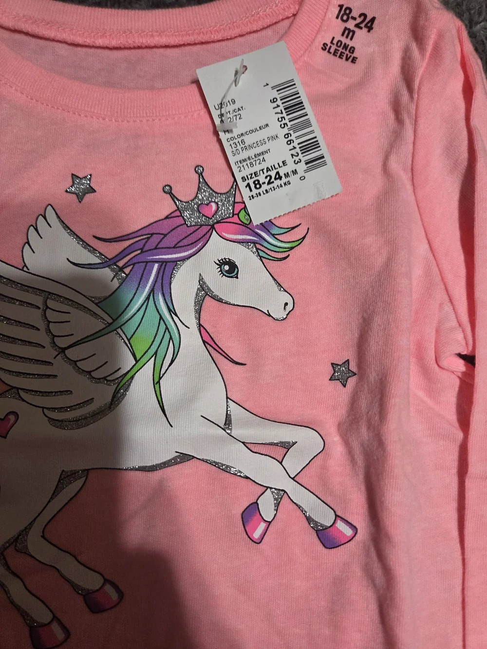 The Children's Place Pink Unicorn Winged Long-Sleeve Tee